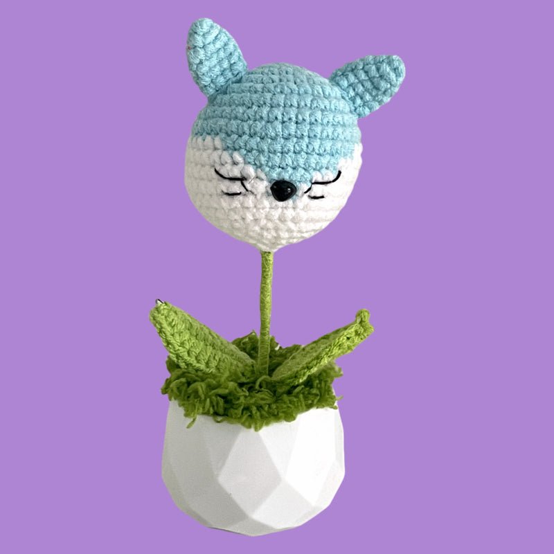Handcrafted Crochet Fox Flower Planter A1 - Small Beauty