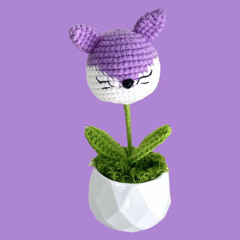 Handcrafted Crochet Fox Flower Planter A1 - Small Beauty