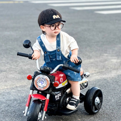 Kids Electric Ride-On Motorcycle, Safe and stable training wheels, Dual Drive, Headlight, Bluetooth, Music