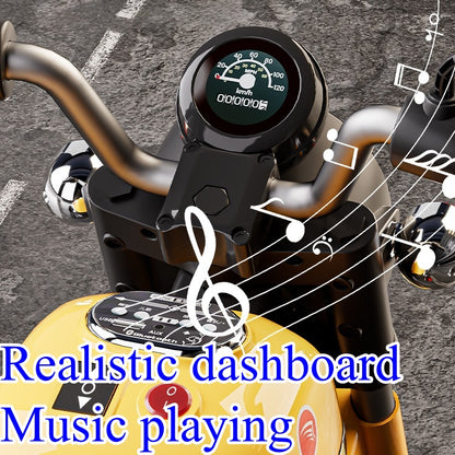 Kids Electric Ride-On Motorcycle, Safe and stable training wheels, Dual Drive, Headlight, Bluetooth, Music