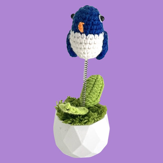 Handcrafted Crochet Bird Flower Planter A11 - Small Beauty