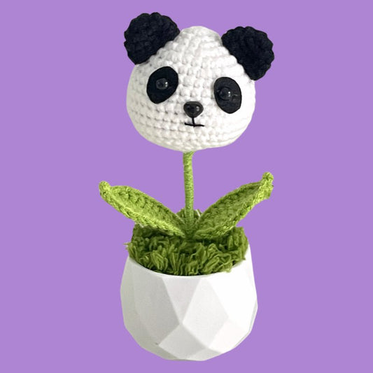 Handcrafted Crochet Panda Flower Planter A3 - Small Beauty