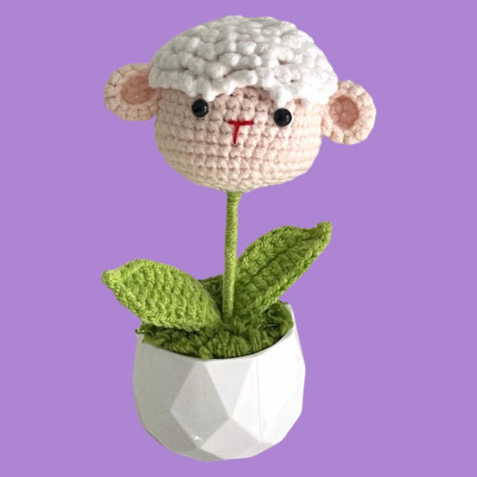 Handcrafted Crochet Sheep Flower Planter A12 - Small Beauty