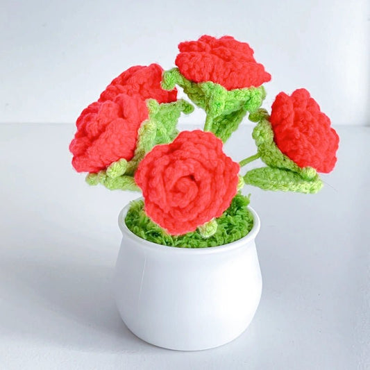 Forever Bloom Crochet Roses – Handmade Rose Bouquet in Pot - Small Beauty