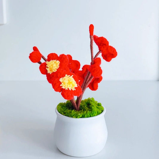 Eternal Blossom – Handcrafted Crochet Plum Flower - Small Beauty