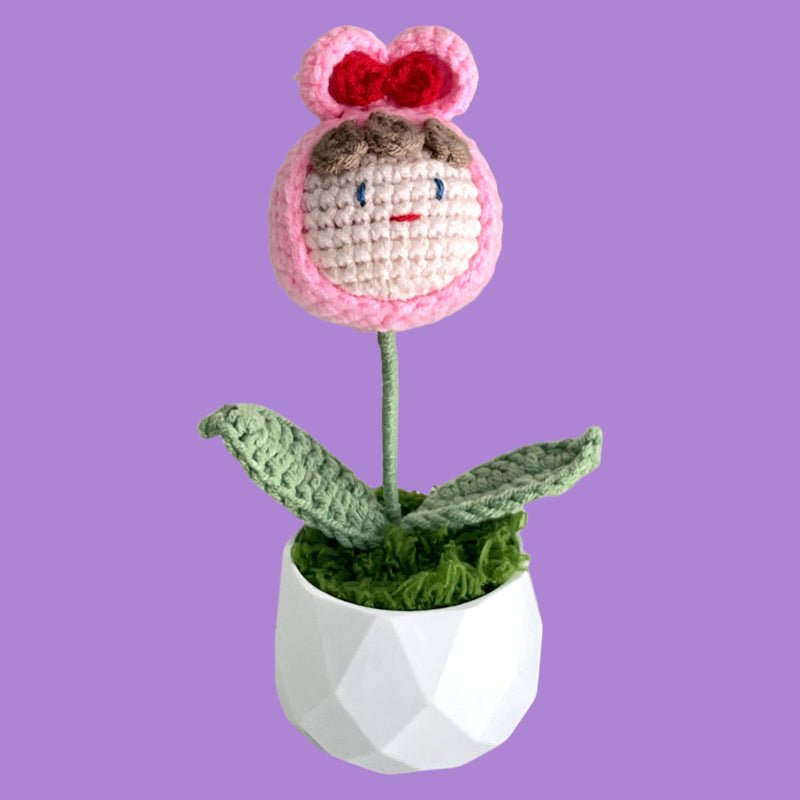 Handcrafted Crochet Girl Flower Planter A7 - Small Beauty