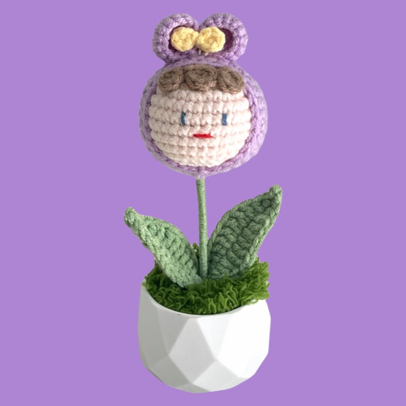 Handcrafted Crochet Girl Flower Planter A7 - Small Beauty