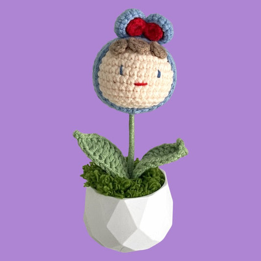 Handcrafted Crochet Girl Flower Planter A7 - Small Beauty