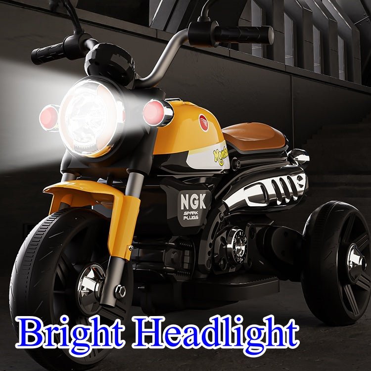 Kids Electric Ride - On Motorcycle, Safe and stable training wheels, Dual Drive, Headlight, Bluetooth, Music - Small Beauty