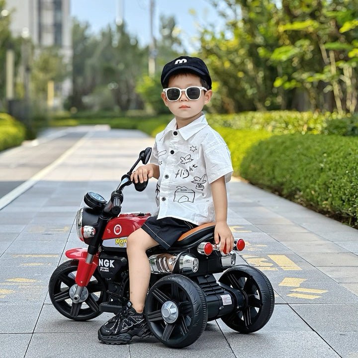 Kids Electric Ride - On Motorcycle, Safe and stable training wheels, Dual Drive, Headlight, Bluetooth, Music - Small Beauty