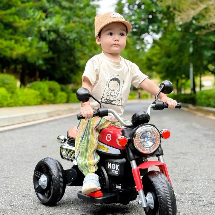Kids Electric Ride - On Motorcycle, Safe and stable training wheels, Dual Drive, Headlight, Bluetooth, Music - Small Beauty
