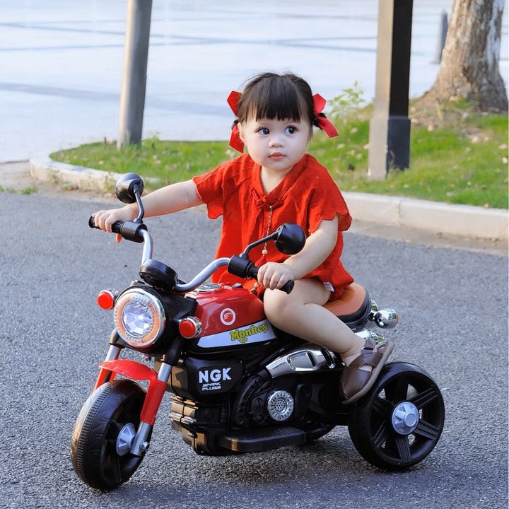 Kids Electric Ride - On Motorcycle, Safe and stable training wheels, Dual Drive, Headlight, Bluetooth, Music - Small Beauty