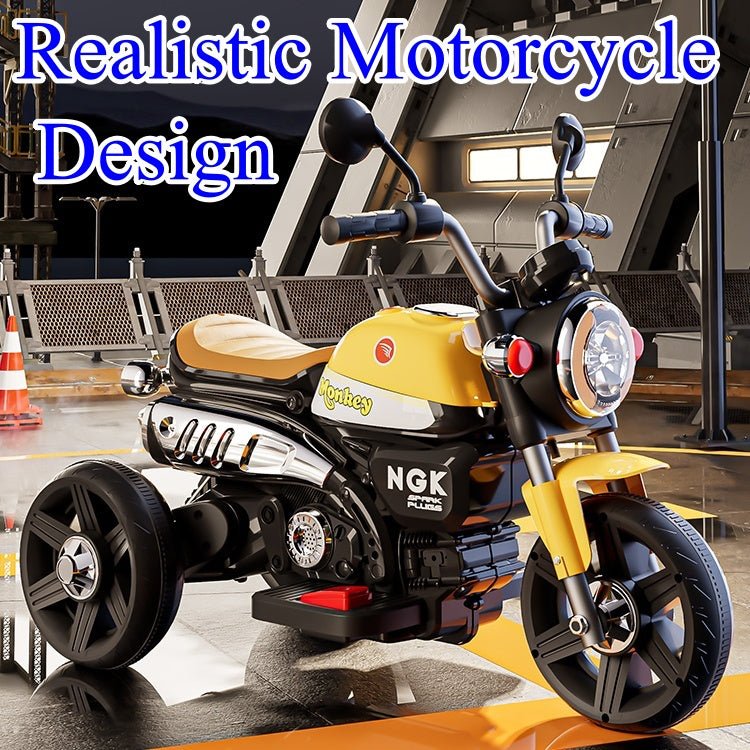 Kids Electric Ride - On Motorcycle, Safe and stable training wheels, Dual Drive, Headlight, Bluetooth, Music - Small Beauty