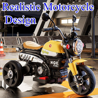 Kids Electric Ride - On Motorcycle, Safe and stable training wheels, Dual Drive, Headlight, Bluetooth, Music - Small Beauty