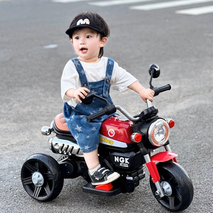 Kids Electric Ride - On Motorcycle, Safe and stable training wheels, Dual Drive, Headlight, Bluetooth, Music - Small Beauty