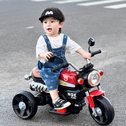 Kids Electric Ride - On Motorcycle, Safe and stable training wheels, Dual Drive, Headlight, Bluetooth, Music - Small Beauty