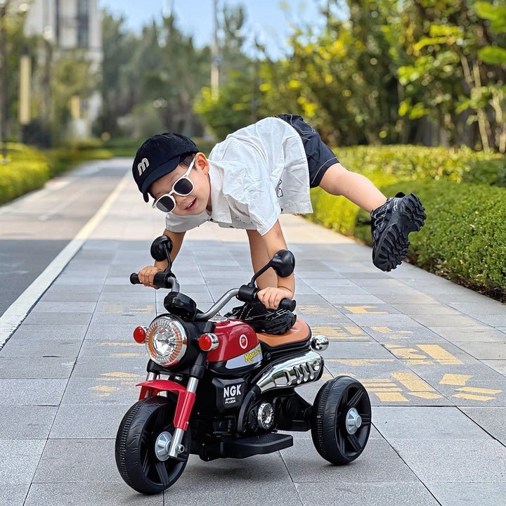 Kids Electric Ride - On Motorcycle, Safe and stable training wheels, Dual Drive, Headlight, Bluetooth, Music - Small Beauty