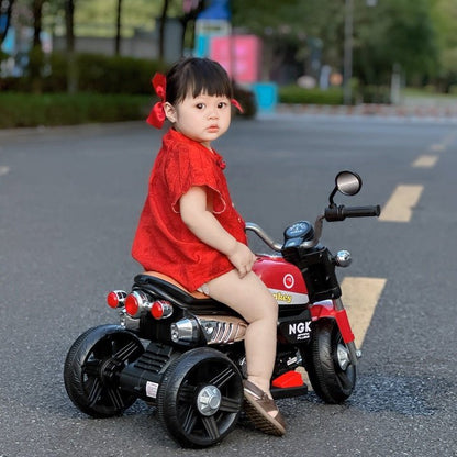 Kids Electric Ride - On Motorcycle, Safe and stable training wheels, Dual Drive, Headlight, Bluetooth, Music - Small Beauty