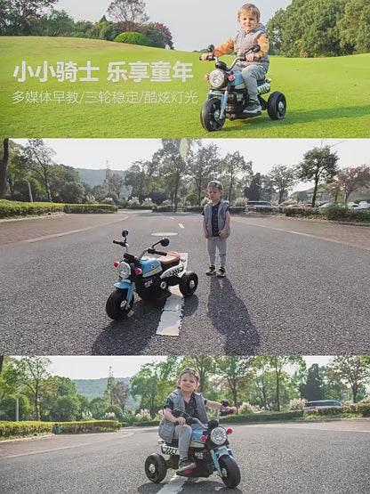 Kids Electric Ride-On Motorcycle, Safe and stable training wheels, Dual Drive, Headlight, Bluetooth, Music